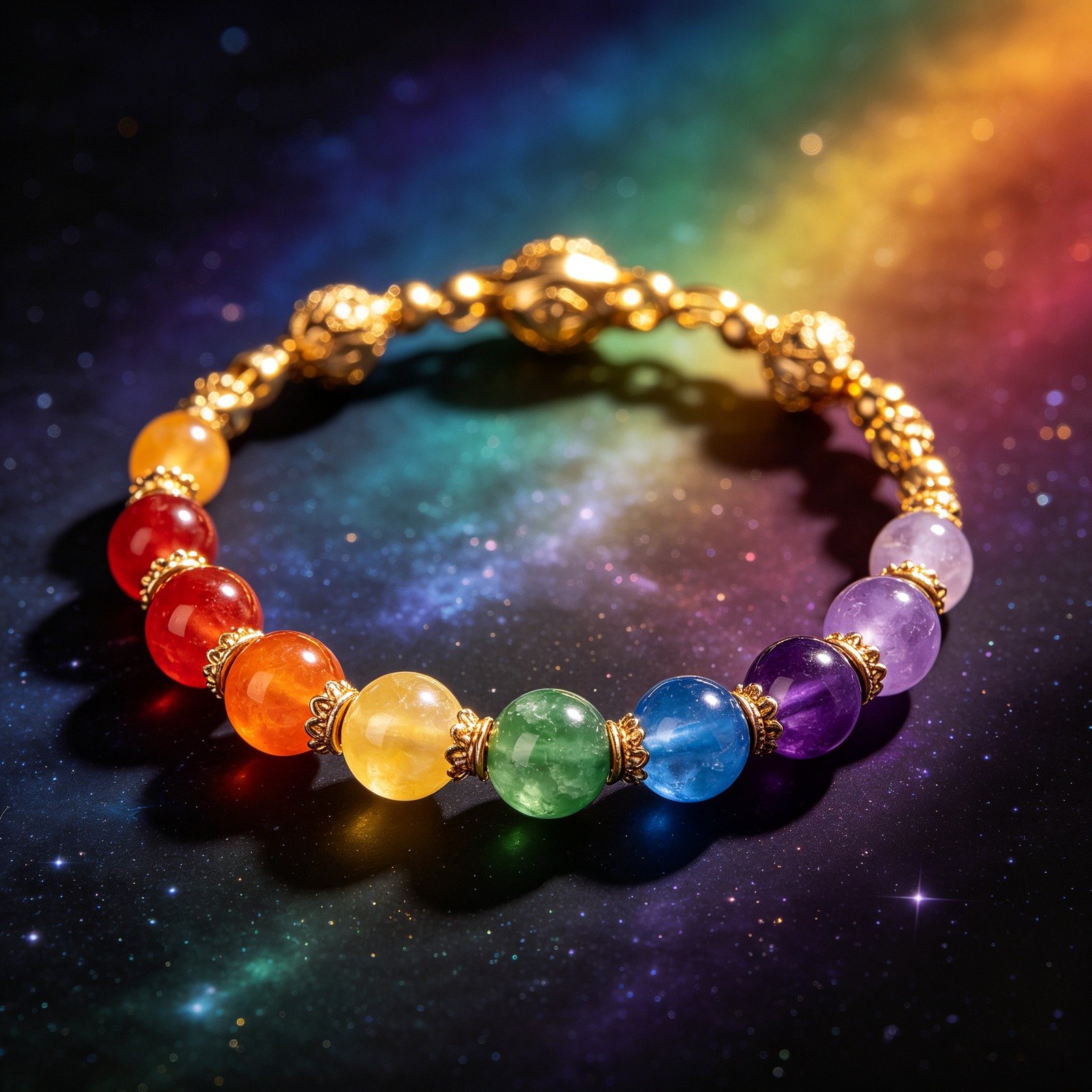 7 Chakra Balancing Bracelet, Natural Mixed Stones