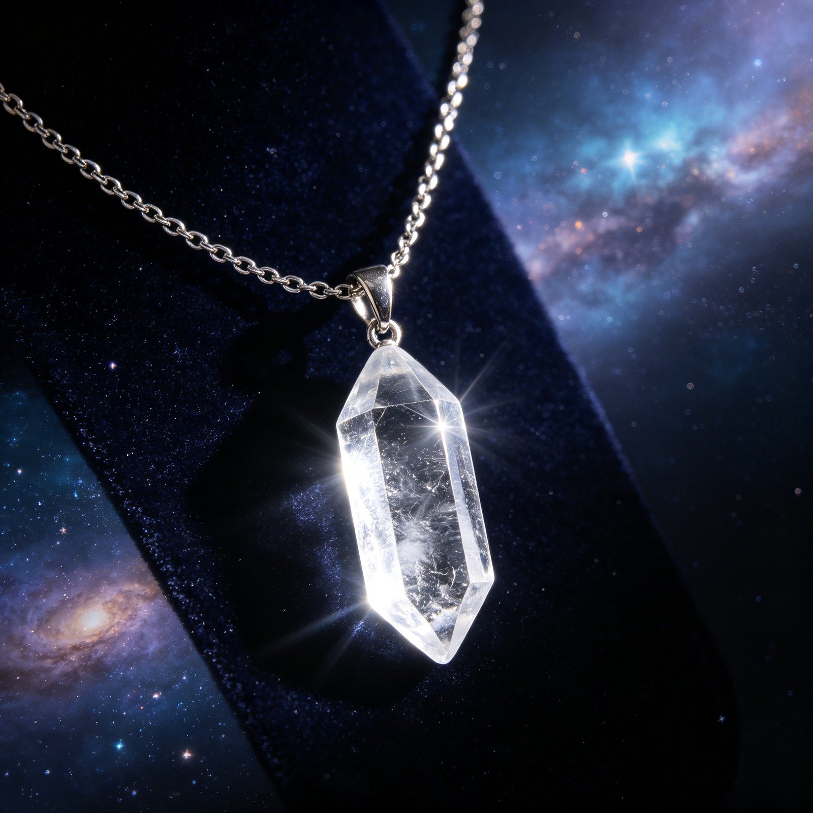 Clear Quartz Point Pendant Necklace, Sterling Silver