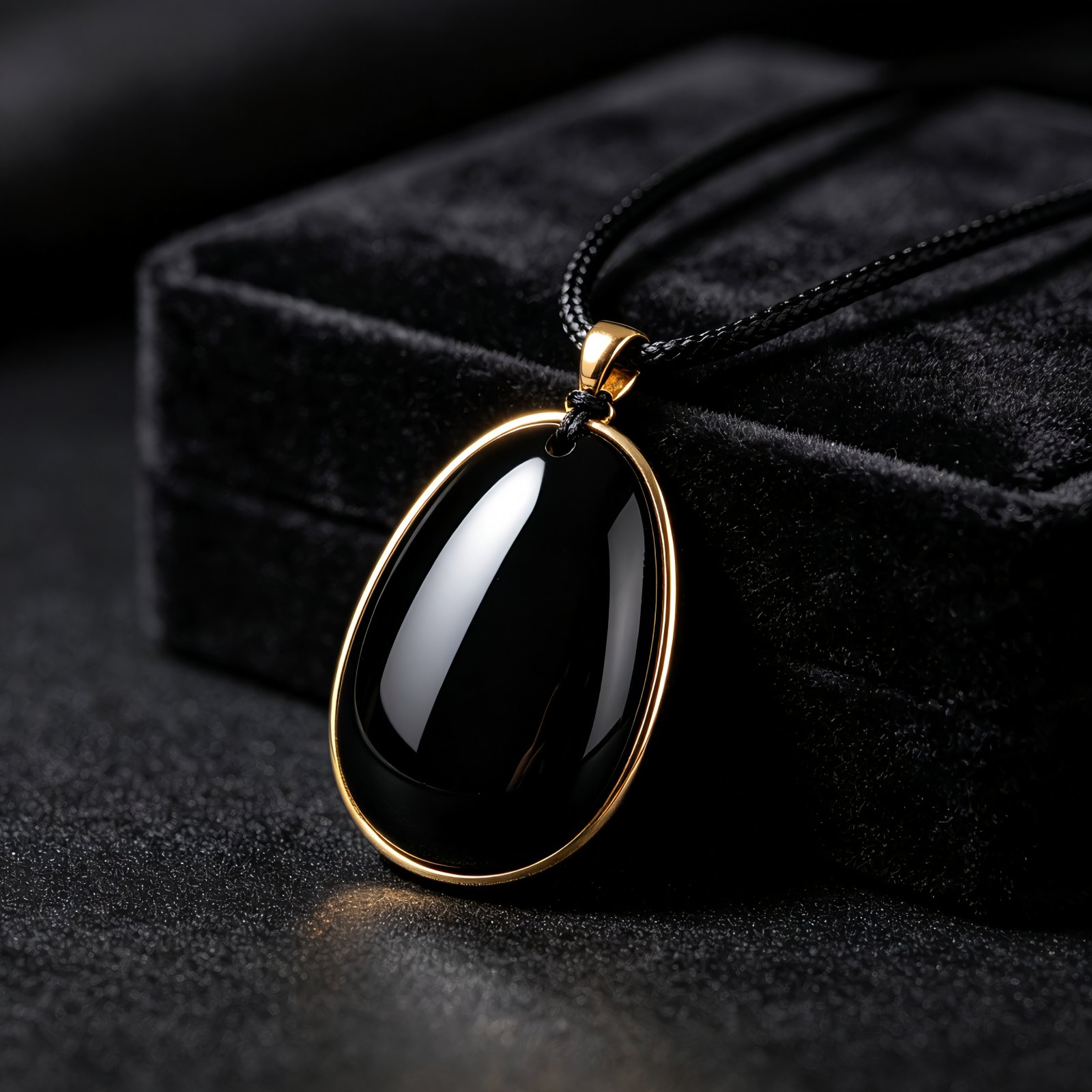 Black Obsidian Teardrop Protection Pendant Necklace