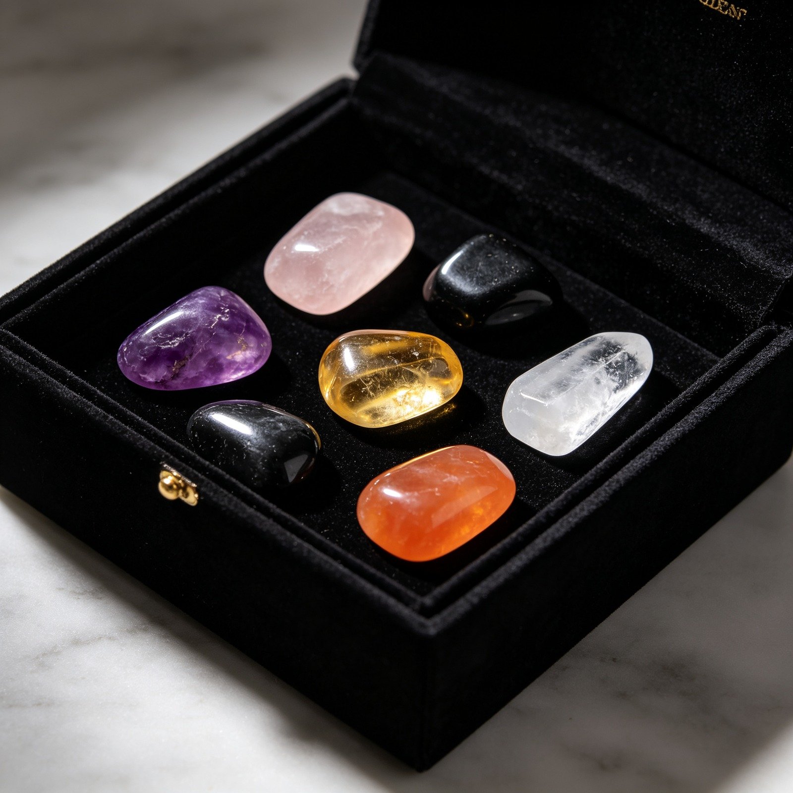 Healing Crystal Starter Kit, 7 Stones + Guide